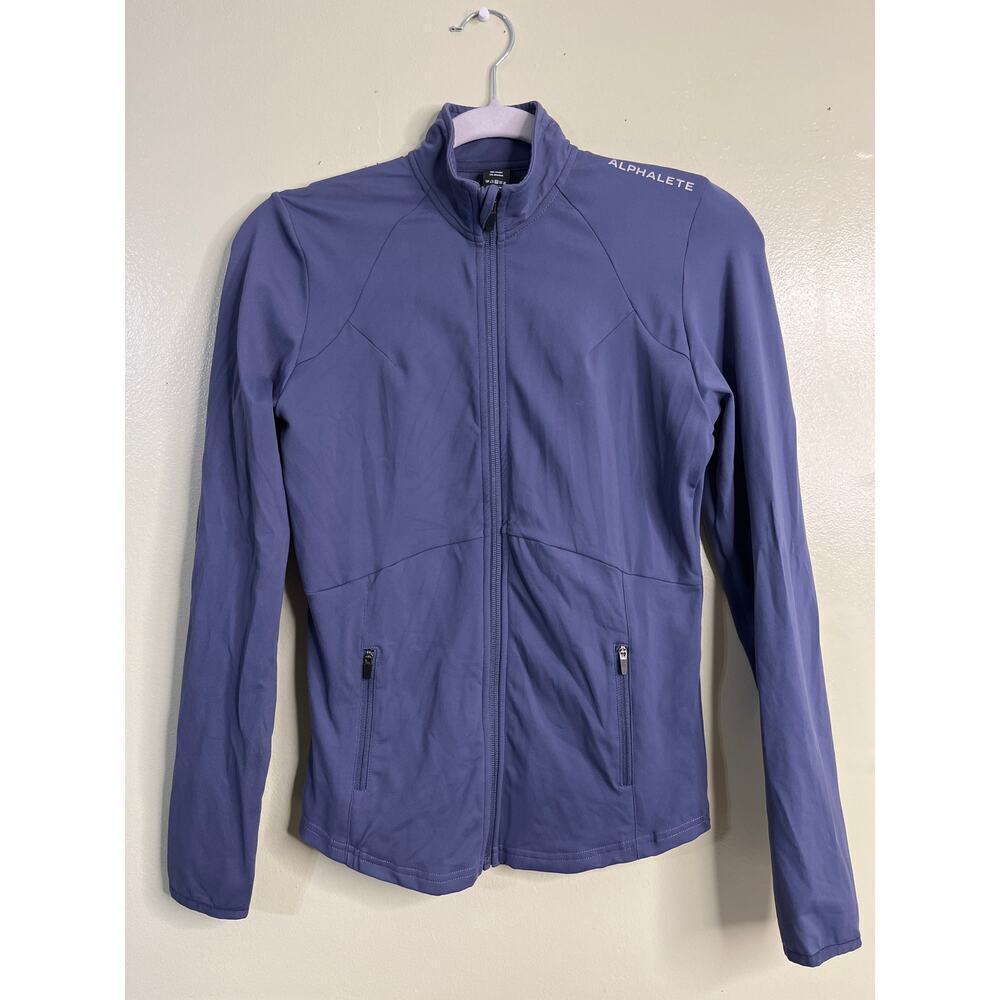 Alphalete purple zip up jacket, size xs